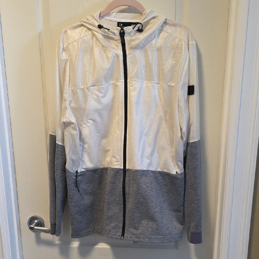 White and Gray Zip-Up Hoodie